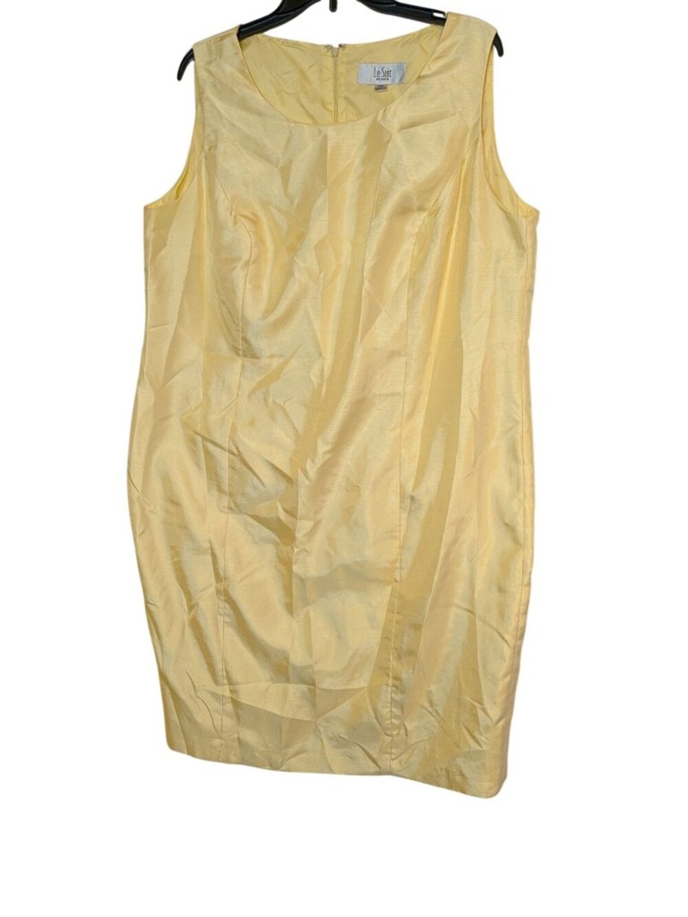 Le Suit Yellow Sleeveless Dress With Back Zip Closure Size 18W Polyester Womens